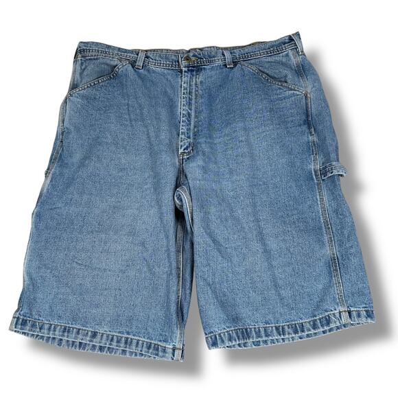 Vintage Polo Jeans Ralph Lauren Carpenter Shorts Men’s 38 Blue Denim Y2K Jorts - Picture 1 of 9